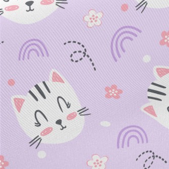 Happy Cute Smiling Cat Midweight Cotton Poplin