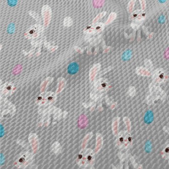 Happy Cartoon White Rabbit Birdseye Piqué