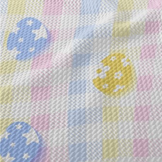 Cute Easter Eggs And Plaid Birdseye Piqué