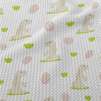 Elegant Bunny And Easter Eggs Birdseye Piqué