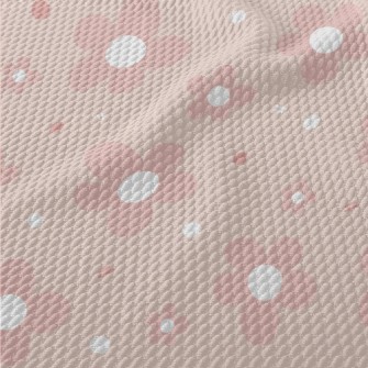 Hand Drawn Pink Flowers Birdseye Piqué