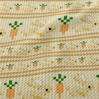 Pixel Rabbit And Carrot Birdseye Piqué