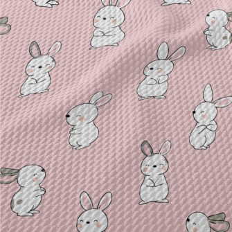 Cute Cartoon Baby Bunny Birdseye Piqué