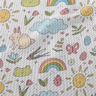 Spring Easter Doodles Birdseye Piqué