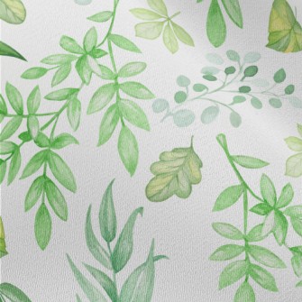 Hand Drawn Green Leaves Chiffon