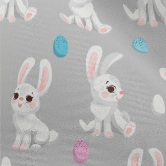 Happy Cartoon White Rabbit Chiffon