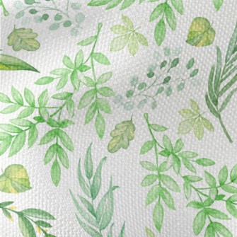 Hand Drawn Green Leaves Waterproof Canvas