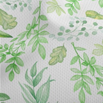 Hand Drawn Green Leaves Athletic Mesh Flat Back