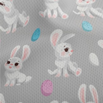 Happy Cartoon White Rabbit Athletic Mesh Flat Back