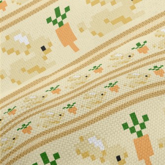 Pixel Rabbit And Carrot Performance Linen