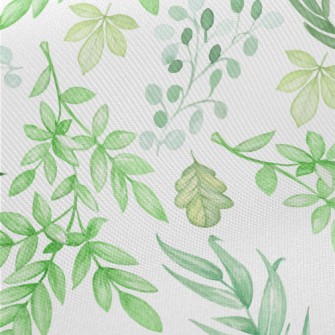 Hand Drawn Green Leaves Twill