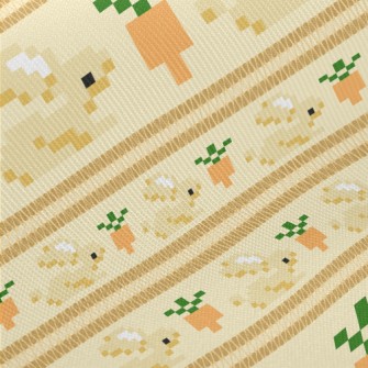 Pixel Rabbit And Carrot Twill