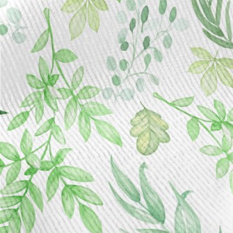 Hand Drawn Green Leaves Standard Corduroy