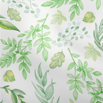 Hand Drawn Green Leaves Dobby