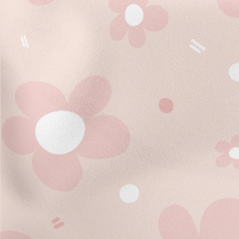 Hand Drawn Pink Flowers Stretch Ponte