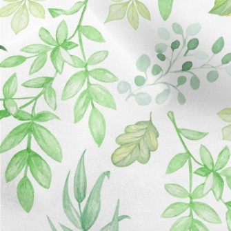 Hand Drawn Green Leaves Micro Fleece