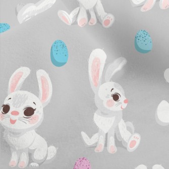 Happy Cartoon White Rabbit Micro Fleece