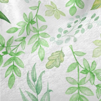 Hand Drawn Green Leaves Minky