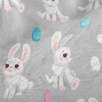 Happy Cartoon White Rabbit Minky