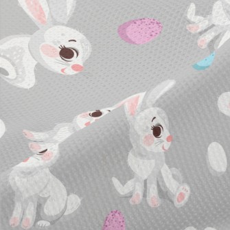 Happy Cartoon White Rabbit Piqué