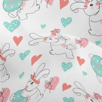 Cute Bunny Celebrating Easter Lightweight Performance Linen