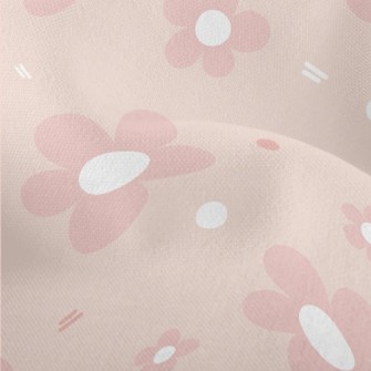 Hand Drawn Pink Flowers Lightweight Performance Linen