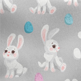 Happy Cartoon White Rabbit Jersey Backed Fleece