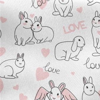 Valentine&#39;s Day Happy Bunn Jersey Backed Fleece