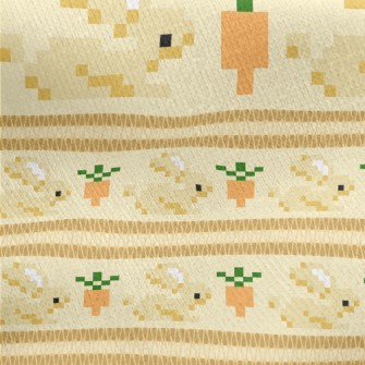 Pixel Rabbit And Carrot Jersey Backed Fleece