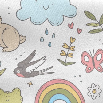 Spring Easter Doodles Jersey Backed Fleece