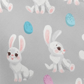 Happy Cartoon White Rabbit Pongee