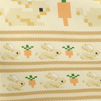 Pixel Rabbit And Carrot Pongee