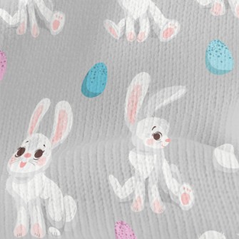 Happy Cartoon White Rabbit Stretch Jersey