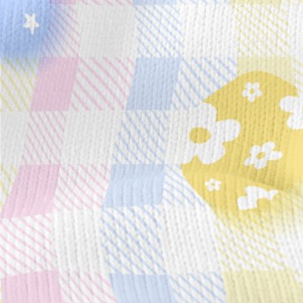 Cute Easter Eggs And Plaid Stretch Jersey