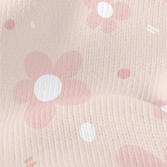 Hand Drawn Pink Flowers Stretch Jersey