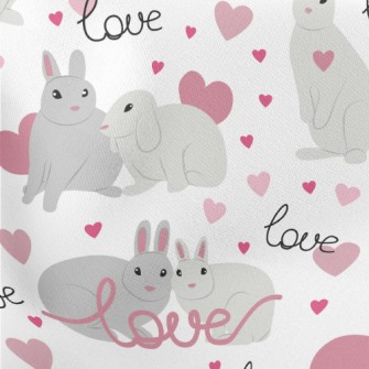 Happy Couple Rabbit Lightweight Cotton Poplin