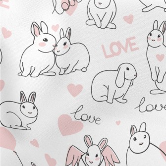 Valentine&#39;s Day Happy Bunn Lightweight Cotton Poplin