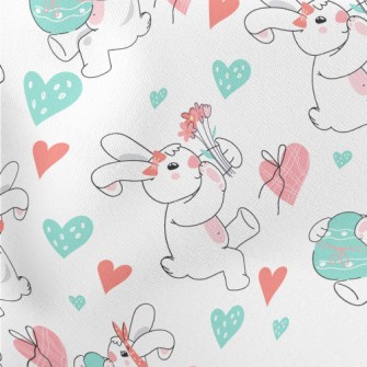 Cute Bunny Celebrating Easter Lightweight Cotton Poplin