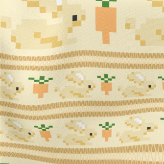 Pixel Rabbit And Carrot Lightweight Cotton Poplin