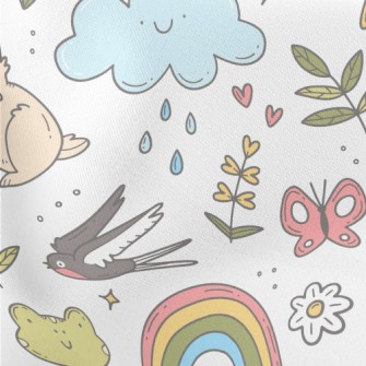 Spring Easter Doodles Lightweight Cotton Poplin