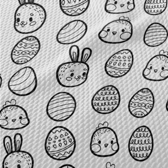 Black And White Hand Drawn Eas Birdseye Piqué