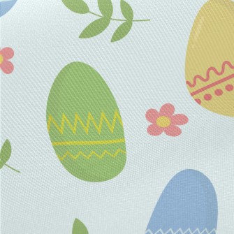 Cartoon Easter Eggs And Plants Twill