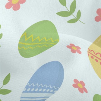 Cartoon Easter Eggs And Plants Lightweight Performance Linen