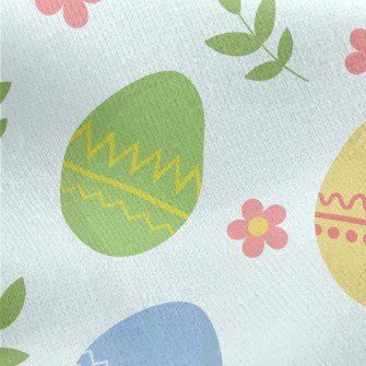 Cartoon Easter Eggs And Plants Jersey Backed Fleece