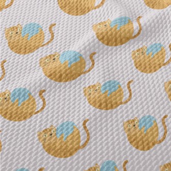 Striped Cat Yarn Ball Birdseye Piqué