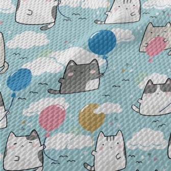 Blue Sky And White Clouds Kitt Birdseye Piqué