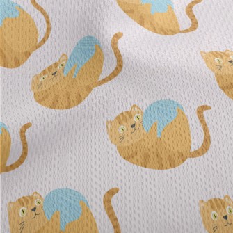 Striped Cat Yarn Ball Athletic Mesh Flat Back