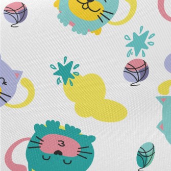 Cat Playing With Yarn Ball Twill