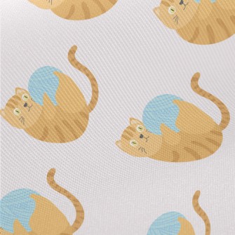 Striped Cat Yarn Ball Twill