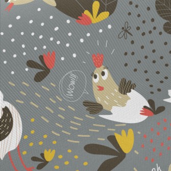 Cuckoo Chicks Breaking Eggs Twill